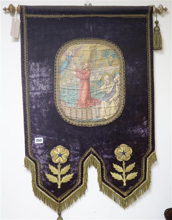 A Christian embroidered banner